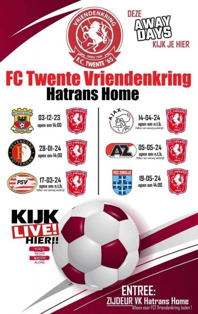 Samen FC Twente kijken bij De Vriendenkring 